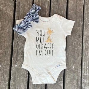 Body infantil You Bet Giraffe I'm Cute, Body infantil fofo bege colorido, Body infantil menina, Roupa de bebê indo ao zoológico