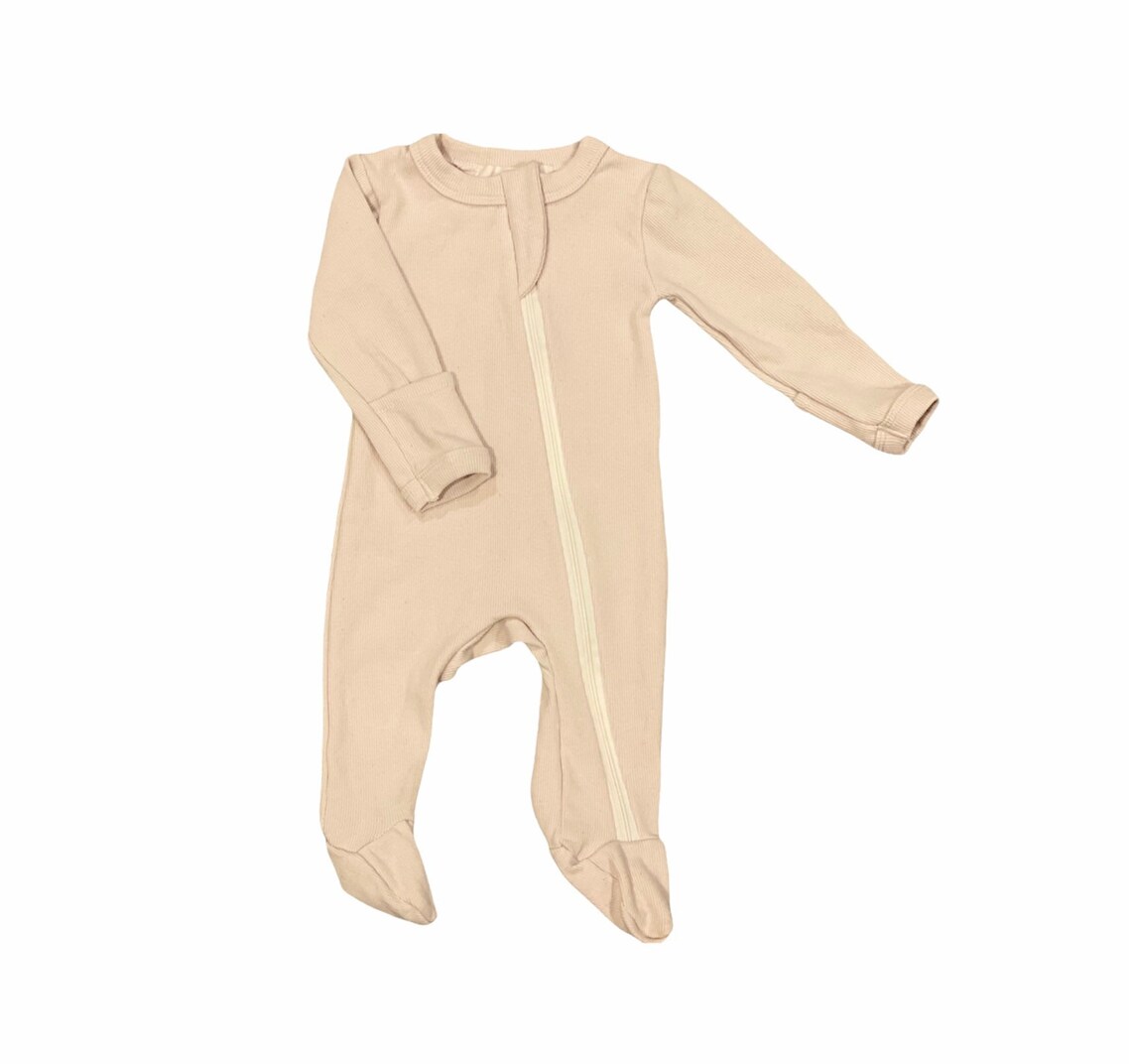 Oat ribbed footed sleeper onesie baby gift coming home Etsy