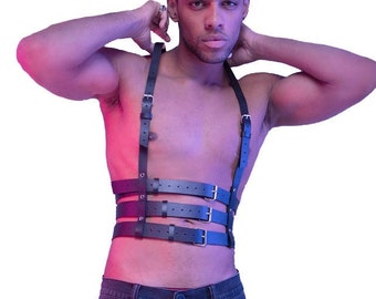 Leather men harness, Chest harness men/ Waist harness belt/ Men's Accessories/ Plus Size Men Harness/ Gift for him/ Gift for Boyfriend/ LGBT