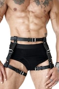 Men's Pants Harness\/ Black Leather Leg Harness Man\/ Men's Accessory\/ Leg Harness Tight Garter\/ Mens Harness Belt\/ Two Side Leg Harness\/ Gift product logo