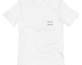 Womens Boss Babe Pocket T-Shirt, Boyfriend Fit Tee, Oversized Pocket Tee