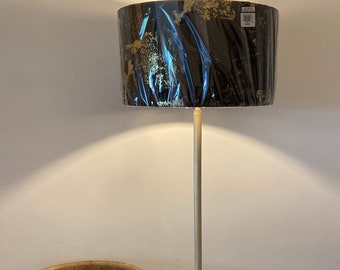 Fully Refurbished Antique Brass Floor Lamp with luxury new lampshade.