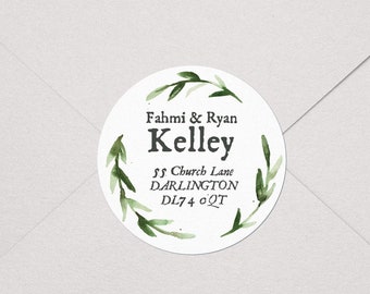 Garden Themed Party Envelope Seals Greenery Address Stickers with Wreath Holiday Return Address Labels F8:38