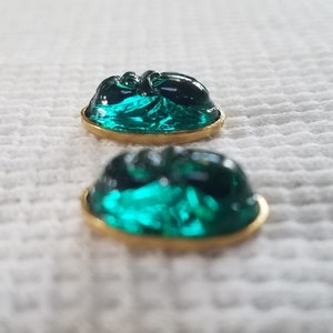 Vintage GLASS SCARAB EARRINGS Egyptian Revival Jewelry