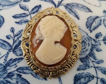 Victorian Style Brooch Pin Made with a VINTAGE CAMEO and SETTING