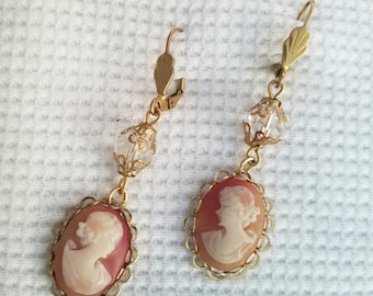 Victorian Style CAMEO EARRINGS Made w/ VINTAGE Cameos and Settings