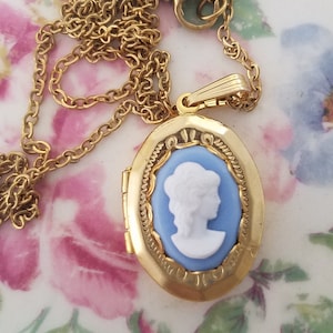 Victorian Style CAMEO PENDANT LOCKET Made w/ Vintage Materials