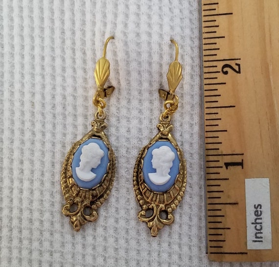 Victorian Style Woman CAMEO EARRINGS Made w/ VINT… - image 10