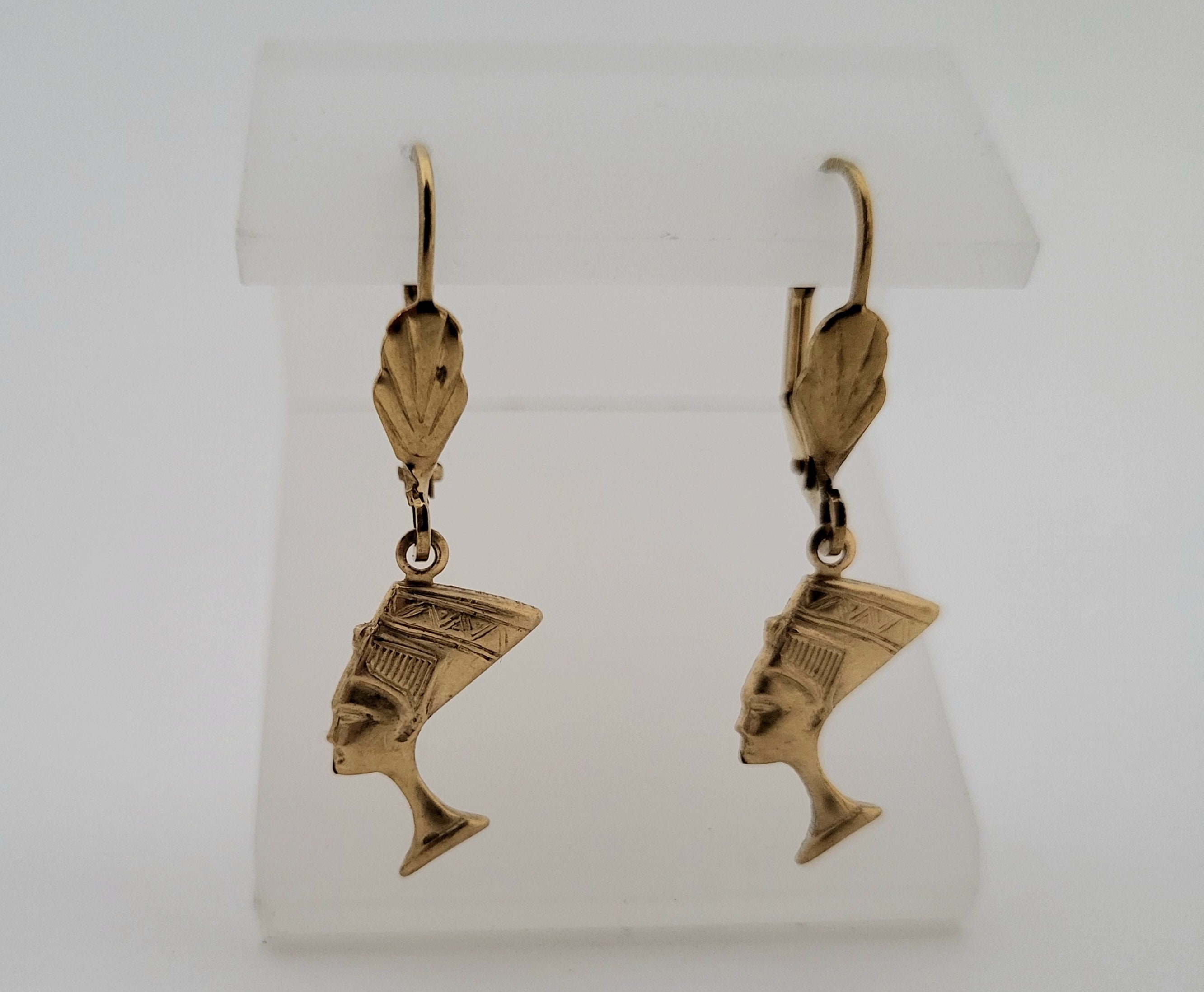 Egyptian Revival Jewelry NEFERTITI EARRINGS Made W/ VINTAGE