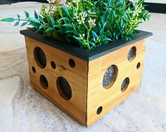 Retro-Patterned Reclaimed Wooden Planter
