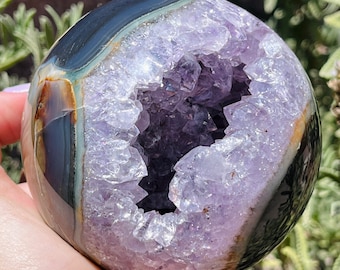 Large Amethyst Druzy Sphere from Brazil, Amethyst Druzy Orb, Crystal Statement Piece, Crystal Sphere