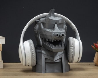 Mechagodzilla Headphone Stand | Robot Headset Holder | Perfect Gamer Gift | Mechagodzilla Bust