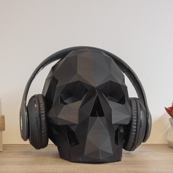 Support pour casque Low Poly Skull | Support de casque de crâne | Cadeau de joueur parfait