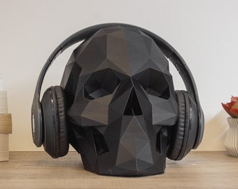 Soporte para auriculares Low Poly Skull / Soporte para auriculares Skull / Regalo perfecto para jugadores