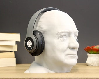 Winston Churchill Headset Stand | Historical Figure Headphone Holder | Winston Churchill Bust | History Gift