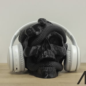 Skull with Snakes Headphone Stand | Skull Decor Headset Stand | Gothic Perfect Gamer Gift Headphone Holder