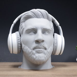 Lionel Messi Headphone Stand | Soccer Fan Headset Holder | Leo Messi Bust