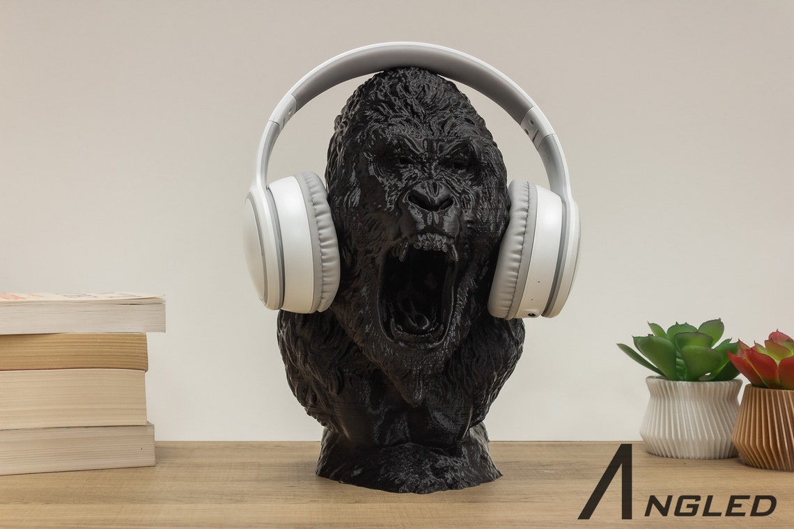 Gorilla Headphone Stand Gorilla Head Headset Stand Perfect Etsy