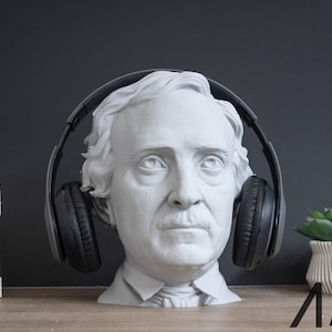 Edgar Allen Poe Headphone Stand | Gaming Room Decor | Headphone Holder