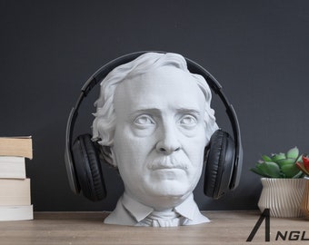Edgar Allen Poe Headphone Stand | Gaming Room Decor | Headphone Holder