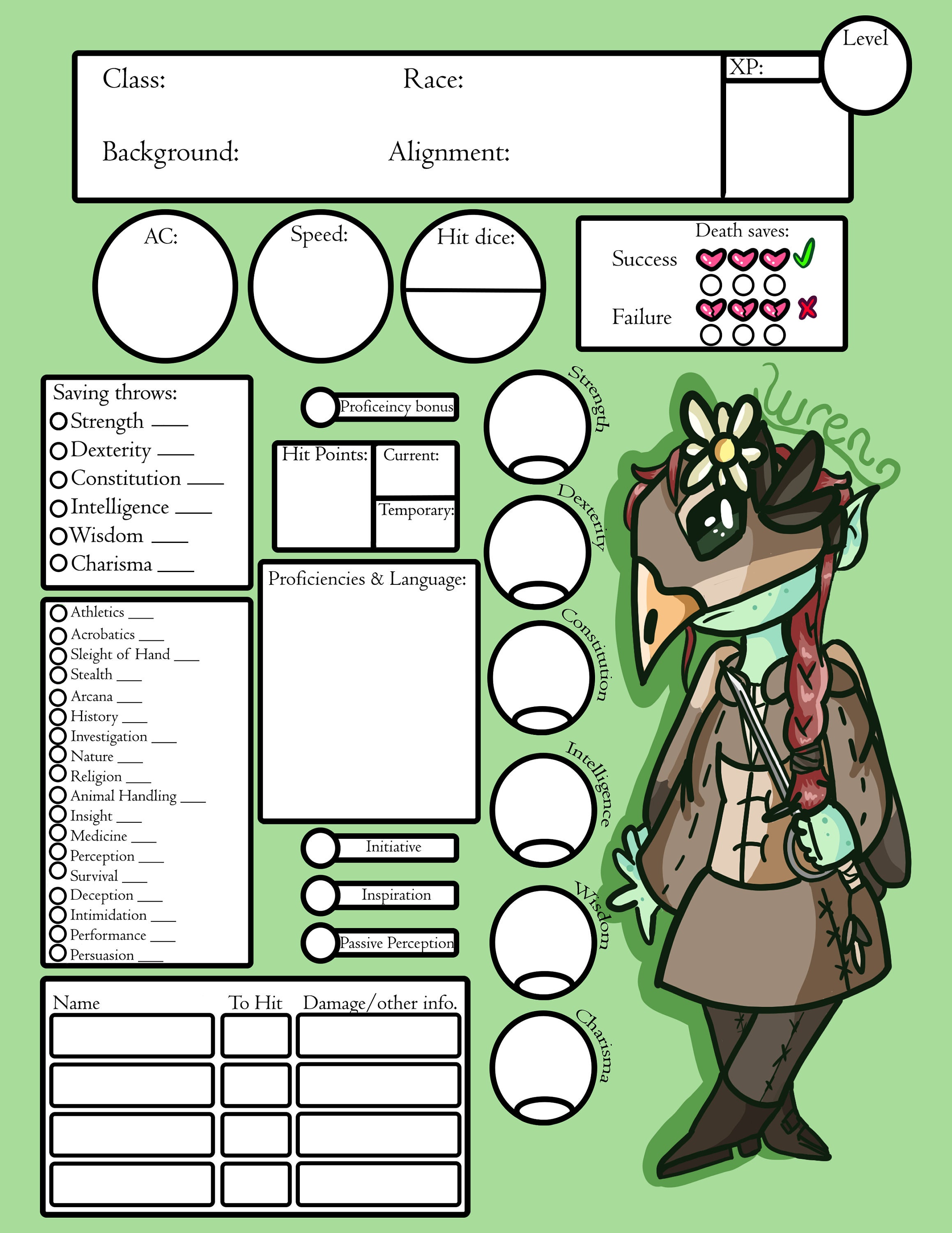DND 5E Custom Printable Character Sheet READ DESCRIPTION - Etsy
