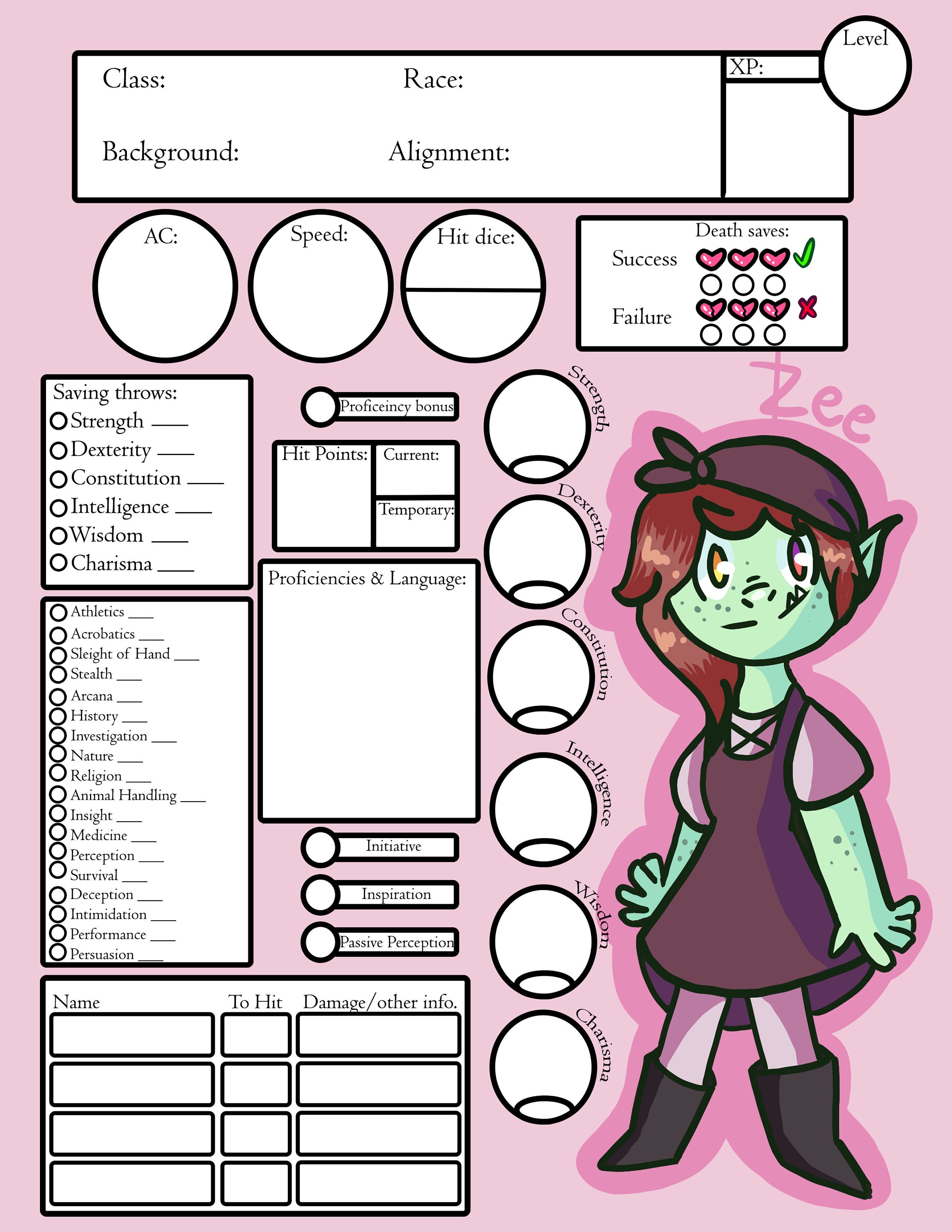 DND 5E Custom Printable Character Sheet READ DESCRIPTION - Etsy