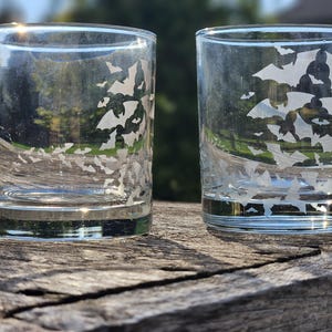 Etched Bat Whiskey Glasses, Halloween, Bats, Personalized Glasses, Gifts, Personalized Whiskey Glasses, Holiday, Party, Special Occasion