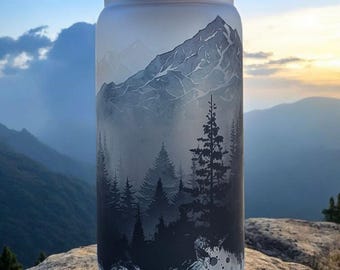 Boîte en verre Libbey Frosted Mountain View - Tasse à café glacée 16 oz