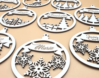 Bolas De Navidad Personalizadas Con Grabado, Adornos De árbol De Navidad De Madera Grabados, Regalo Para La Familia, Bebés, Niñas, Mamá, Con Cualquier Nombre, Decoración De Papá Noel En El Año