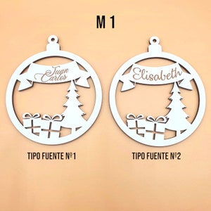 Bolas Navidad Personalizadas en madera con NOMBRE GRABADO para colgar en arbol de navidad image 4