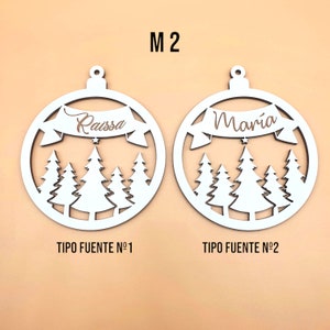 Bolas Navidad Personalizadas en madera con NOMBRE GRABADO para colgar en arbol de navidad image 5