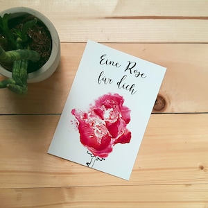 Postkarte Rose für dich, Aquarellmotiv