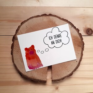 Postkarte Ich denke an dich, Bär, Freundschaft