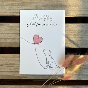 Postkarte Hundeherz, Trauer, Tierkarte