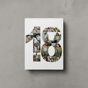 Personalised Number Canvas / Birthday Photo Collage / Picture Collage / Birthday Gift / Anniversary Gift / Ready To Hang Canvas