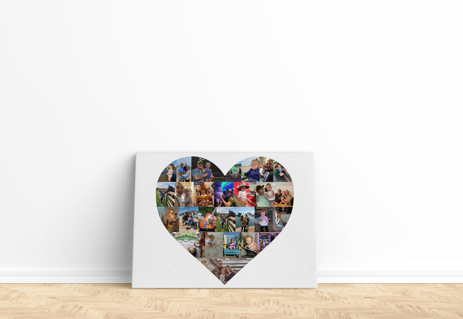 Personalized Heart Canvas / Custom Heart Shape Photo/ Collage Framed