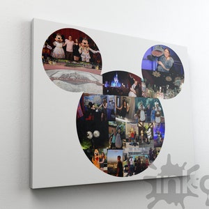 Personalized Disney Canvas / Custom Mickey Mouse Shape Photo/ Collage Framed Canvas Print / Birthday Canvas