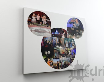 Personalized Disney Canvas / Custom Mickey Mouse Shape Photo/ Collage Framed Canvas Print / Birthday Canvas