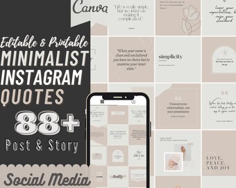 88+ Inspirational Quotes for Social Media, Editable Instagram Feed, Instagram Story Templates | Minimalist | Neutral Theme | TemplatesBox