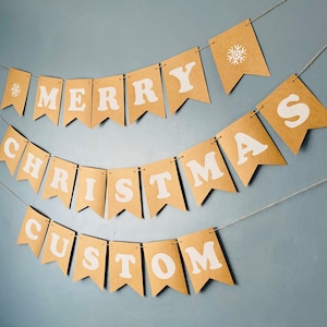 Banderines de papel kraft personalizados de gran tamaño, decoraciones para fiestas hechas a mano y personalizadas