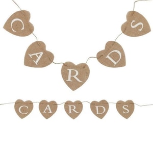 Banderines de arpillera para mesa de juego - Banderín de arpillera natural con forma de corazón - Decoración de mesa para regalos de boda - Banderín