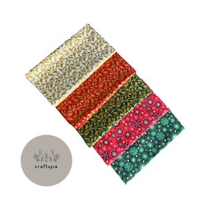 Patchwork Squares- 100% Cotton Fat Quarters- Christmas Leaf