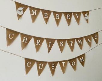 Personalised Custom Bunting Handmade Christmas Party Decorations Customised