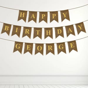 Personalised  GOLD GLITTER Custom Banner Bunting Handmade Party Decorations Customised,