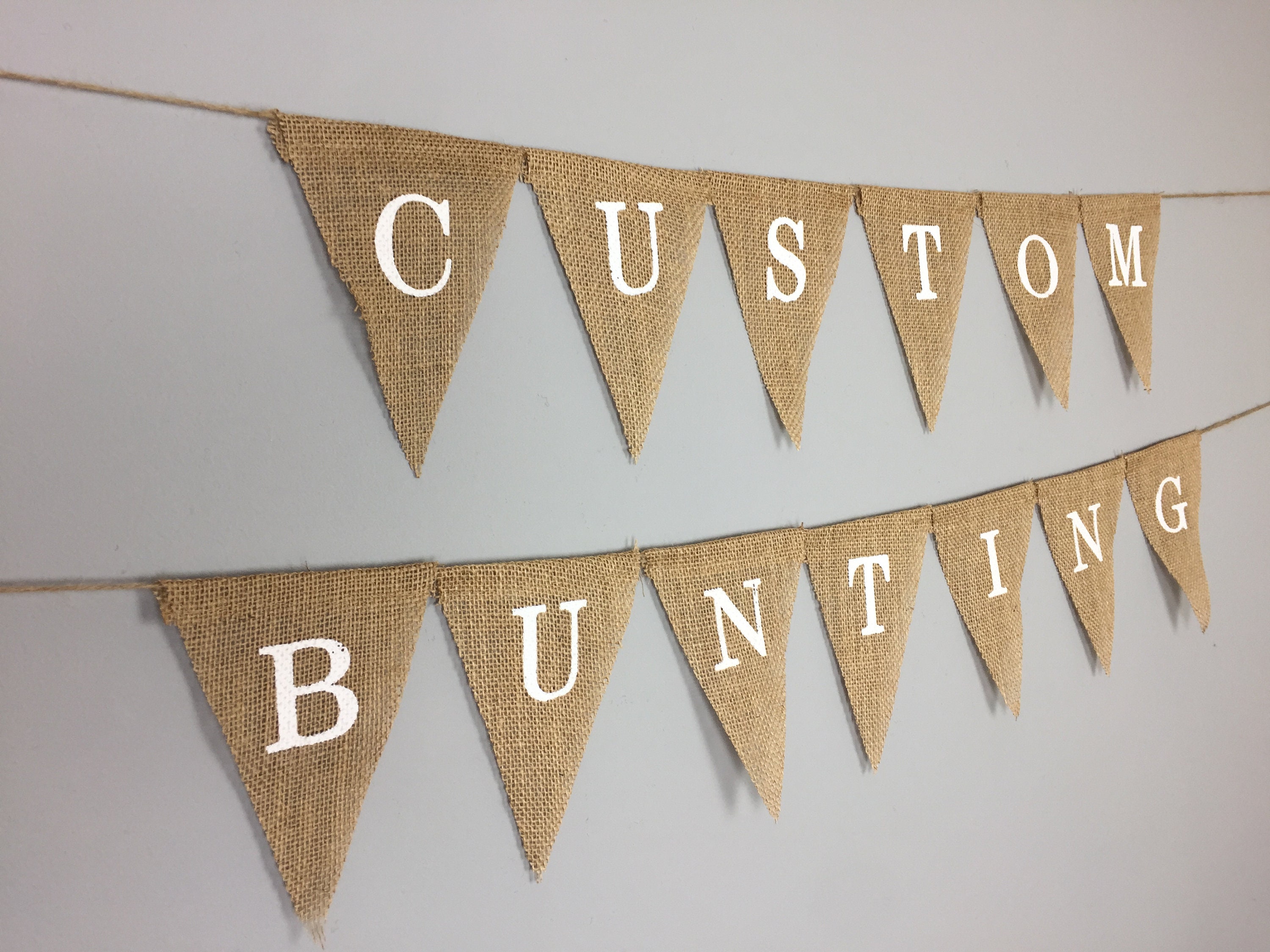 Newin Star Bunting Banners Love Heart Linen Bunting Hessian 8 Flags Banner Jute Fabric Triangle Pennant Garlands Vintage Cloth Shabby Decoration 1.8m/5.9ft 