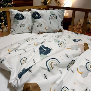Rainbow Bedding Set: 100% Cotton Scandinavian Duvet Cover Set 4 Piece