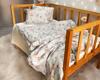 Little Prince Bedding Set - 100% Cotton, 4-Piece Duvet Cover & Pillowcases - Fairy Tale Bedroom Decor