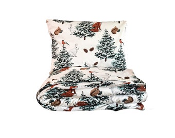 Handmade Winter Forest Cotton Baby Duvet Set 2 Piece
