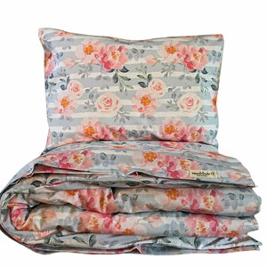 Handmade Floral Baby Duvet Cover Set: 100% Cotton Kids Bedding