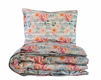 Handmade Floral Baby Duvet Cover Set: 100% Cotton Kids Bedding